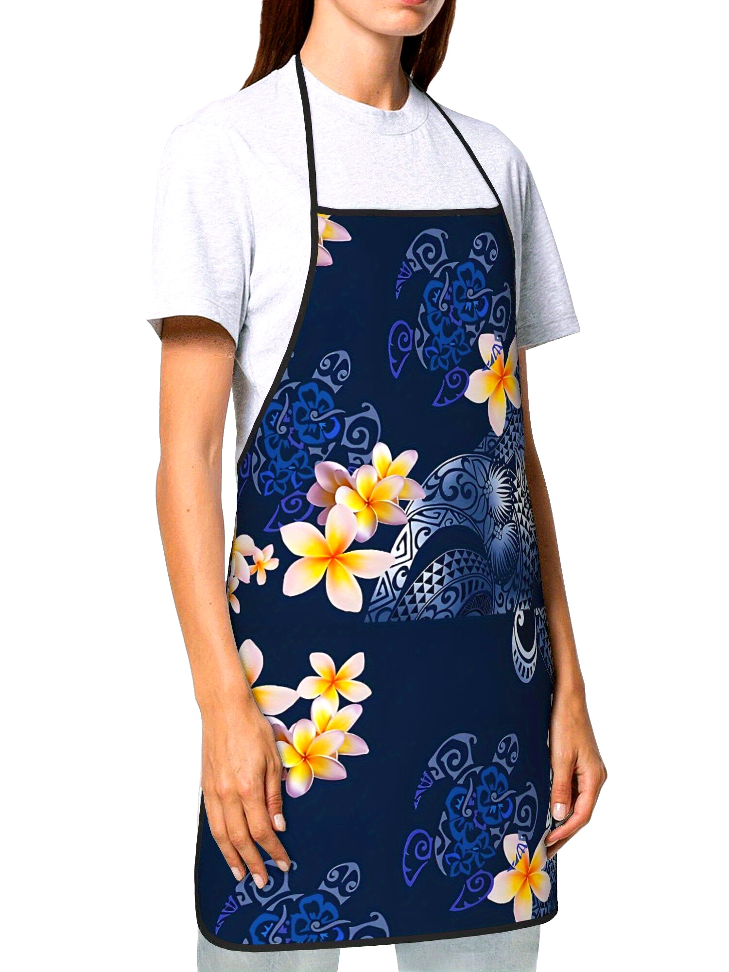 Kitchen Baking Island - Grembiule Hawaiano con Plumeria, Motivo Floreale