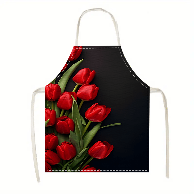 Kitchen Baking Background - Grembiule in lino con 1 tulipano